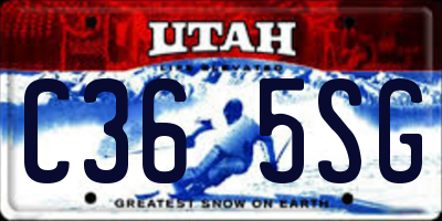 UT license plate C365SG