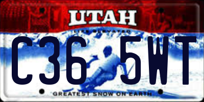 UT license plate C365WT