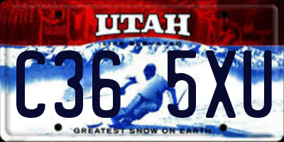UT license plate C365XU