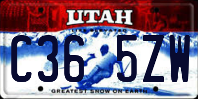 UT license plate C365ZW