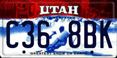 UT license plate C368BK