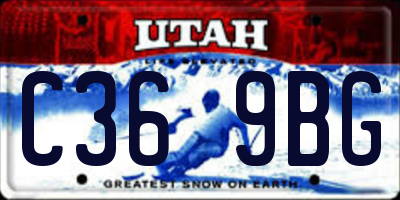 UT license plate C369BG