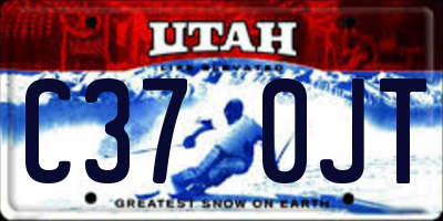 UT license plate C370JT