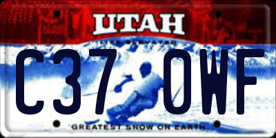 UT license plate C370WF