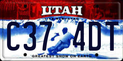 UT license plate C374DT