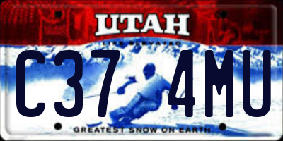 UT license plate C374MU