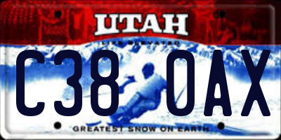 UT license plate C380AX