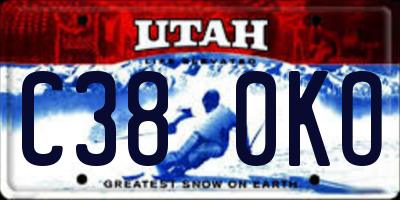UT license plate C380KO