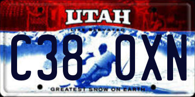 UT license plate C380XN