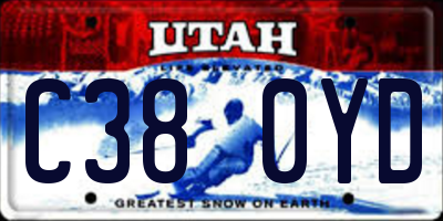 UT license plate C380YD