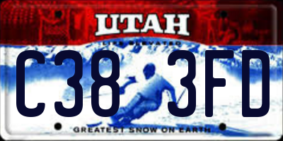 UT license plate C383FD