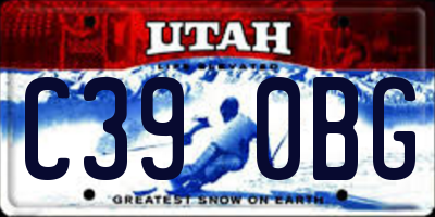 UT license plate C390BG