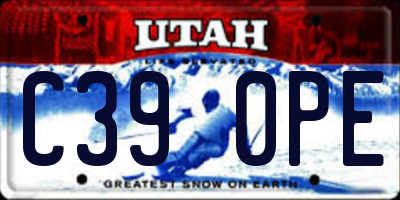 UT license plate C390PE
