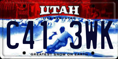 UT license plate C413WK