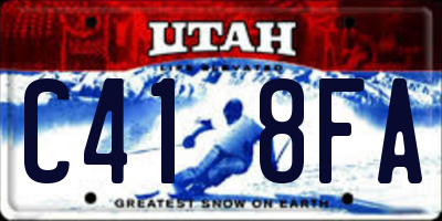 UT license plate C418FA
