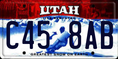 UT license plate C458AB