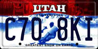 UT license plate C708KI