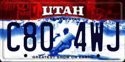 UT license plate C804WJ