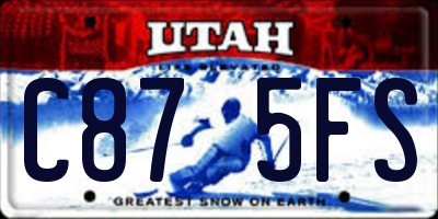 UT license plate C875FS