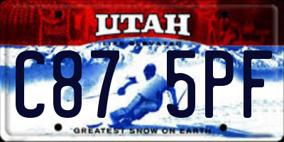 UT license plate C875PF