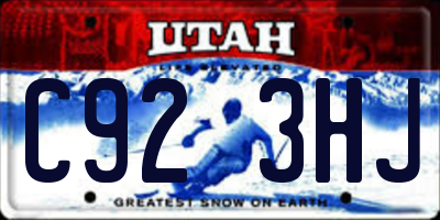 UT license plate C923HJ