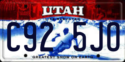 UT license plate C925JO