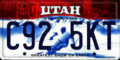 UT license plate C925KT