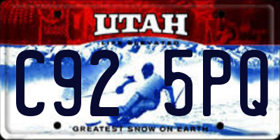 UT license plate C925PQ