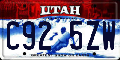 UT license plate C925ZW