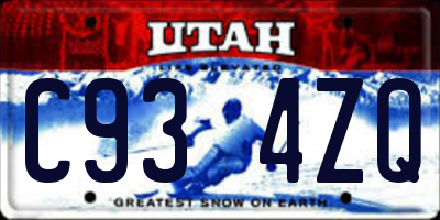 UT license plate C934ZQ