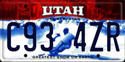 UT license plate C934ZR