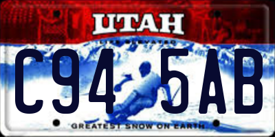 UT license plate C945AB