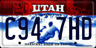 UT license plate C947HD