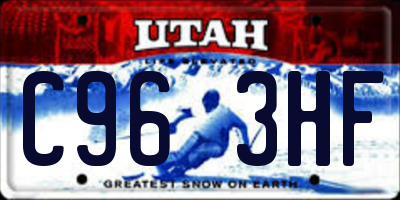 UT license plate C963HF