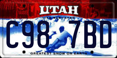 UT license plate C987BD