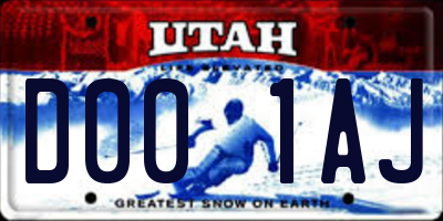 UT license plate D001AJ
