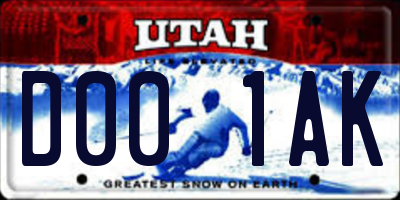 UT license plate D001AK