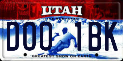 UT license plate D001BK