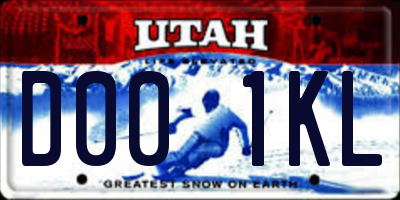 UT license plate D001KL