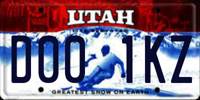 UT license plate D001KZ