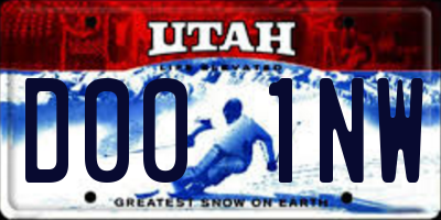 UT license plate D001NW