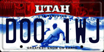 UT license plate D001WJ