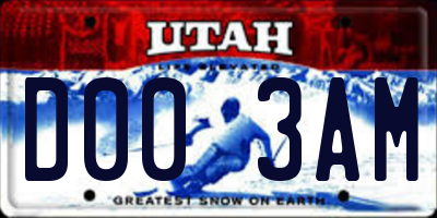 UT license plate D003AM