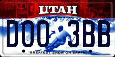 UT license plate D003BB