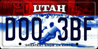 UT license plate D003BF