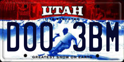 UT license plate D003BM