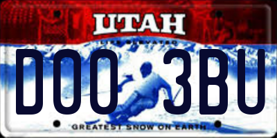 UT license plate D003BU