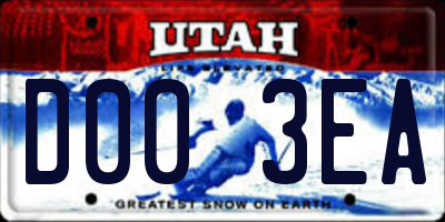 UT license plate D003EA