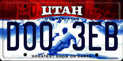 UT license plate D003EB