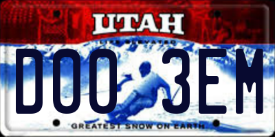 UT license plate D003EM